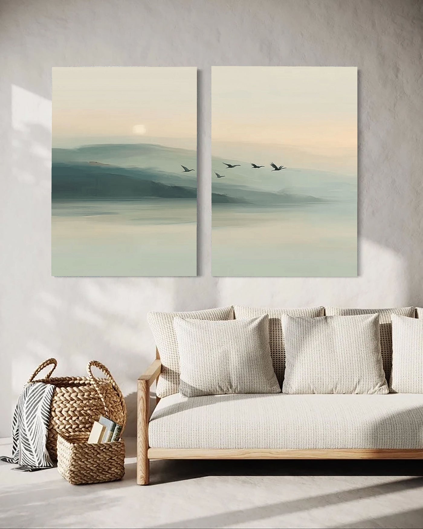 Serene Misty Mountains | Flying Birds