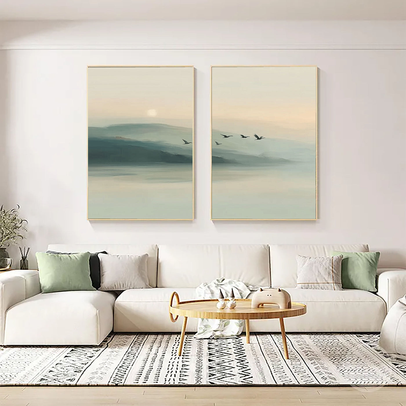 Serene Misty Mountains | Flying Birds