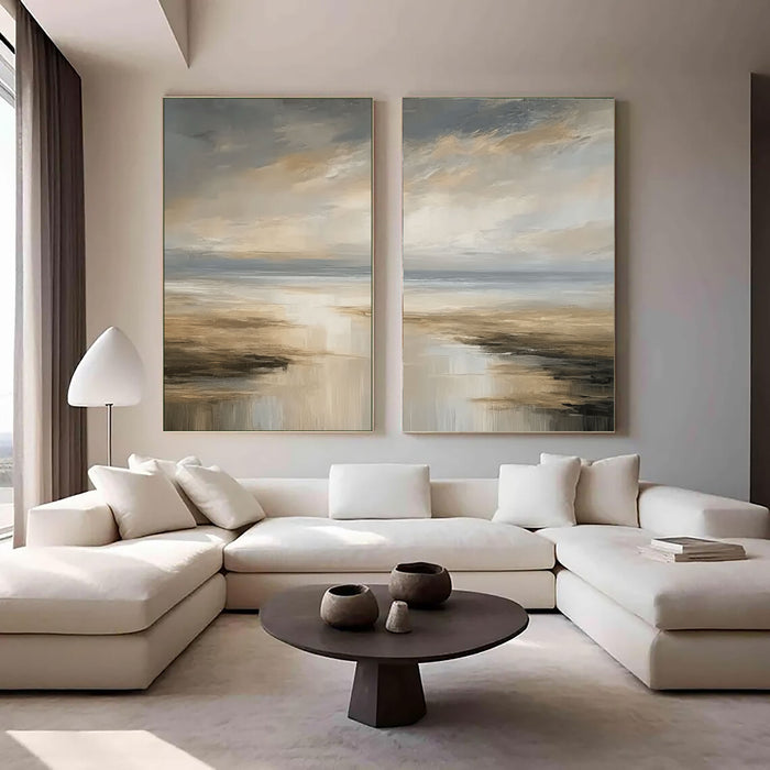 Textured Horizon Layers | Beige Grey