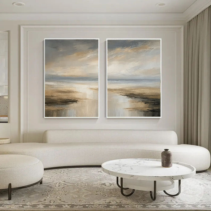 Textured Horizon Layers | Beige Grey