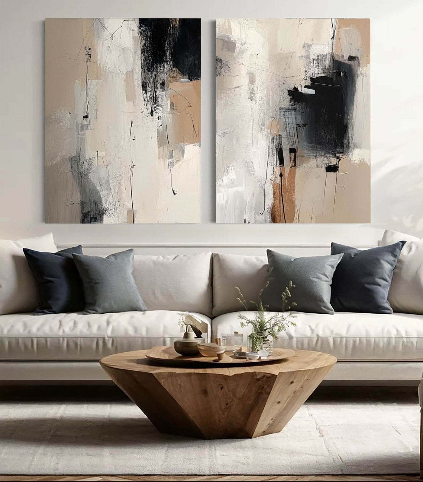 Strukturierte abstrakte Pinselstriche | Neutrales Beige