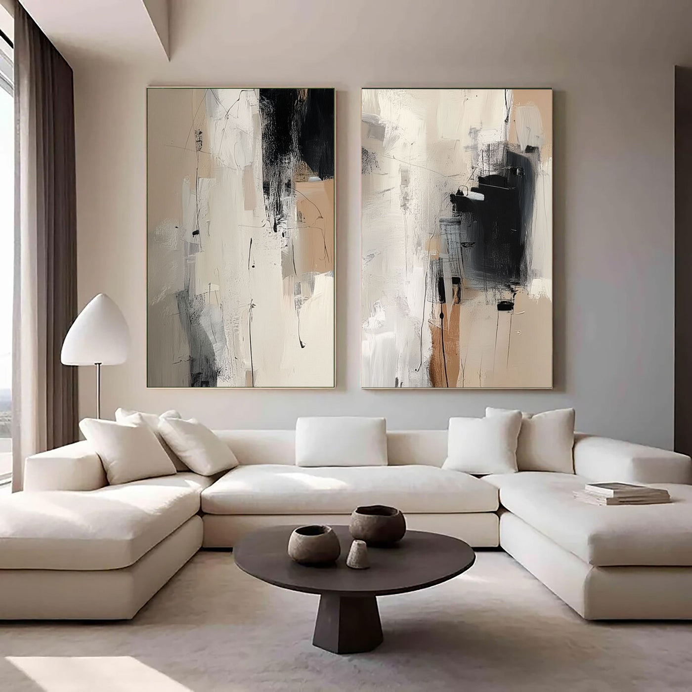 Strukturierte abstrakte Pinselstriche | Neutrales Beige