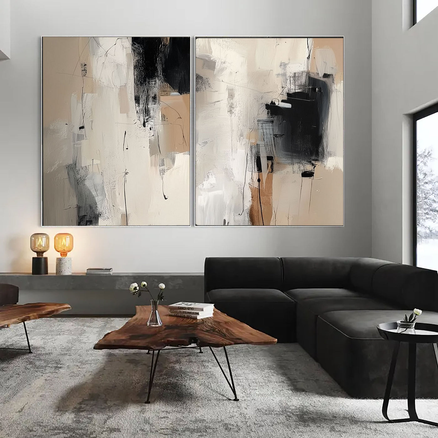 Strukturierte abstrakte Pinselstriche | Neutrales Beige
