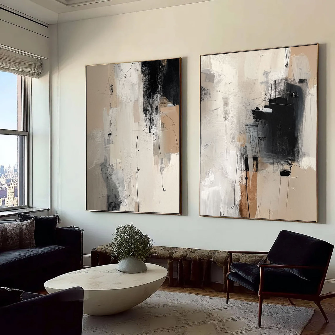 Strukturierte abstrakte Pinselstriche | Neutrales Beige