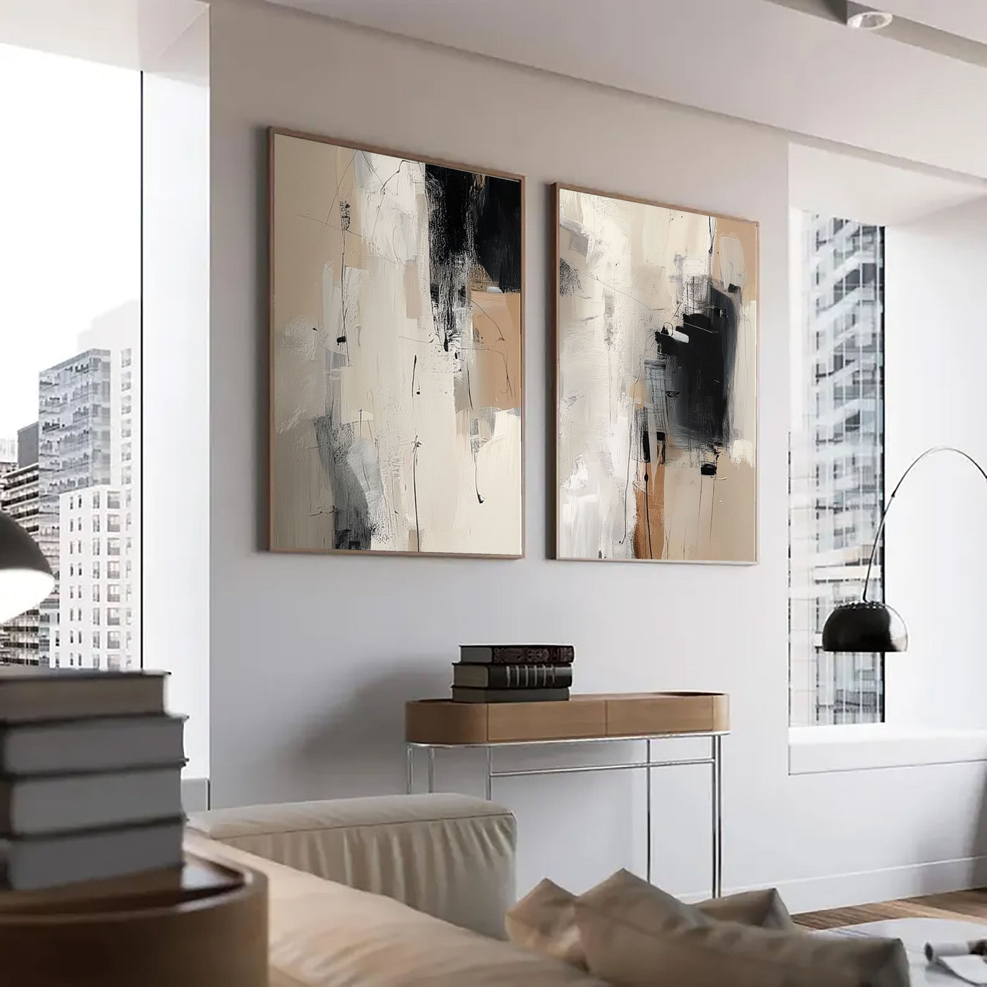 Strukturierte abstrakte Pinselstriche | Neutrales Beige