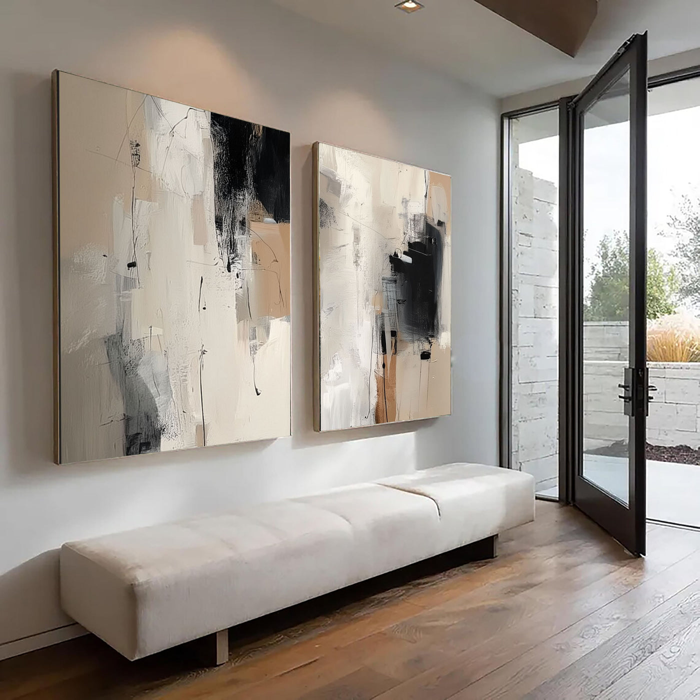 Strukturierte abstrakte Pinselstriche | Neutrales Beige