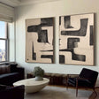 Textured Geometric Abstraction | Black Cream