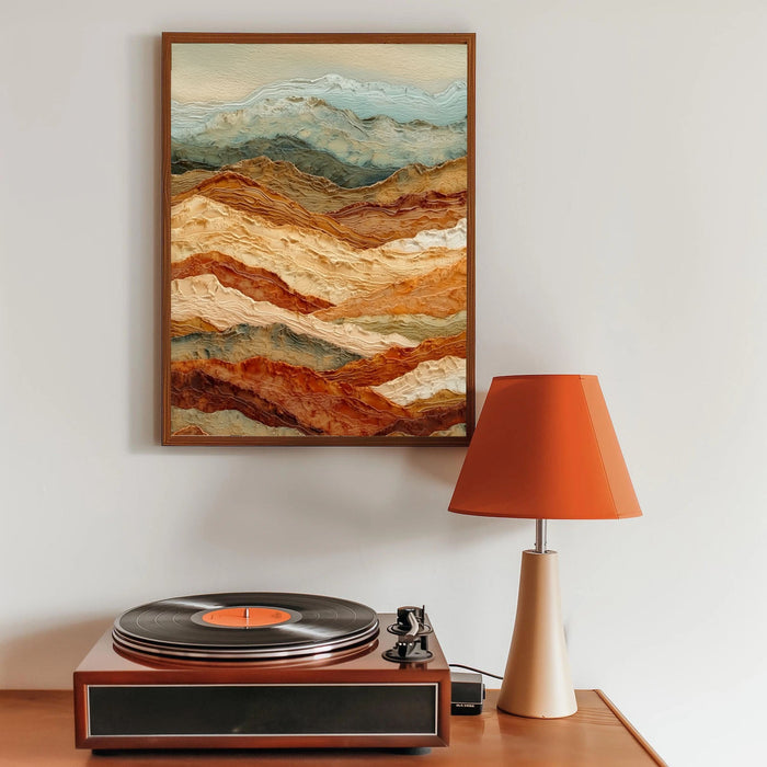 Textured Mountain Strata | Rust Teal