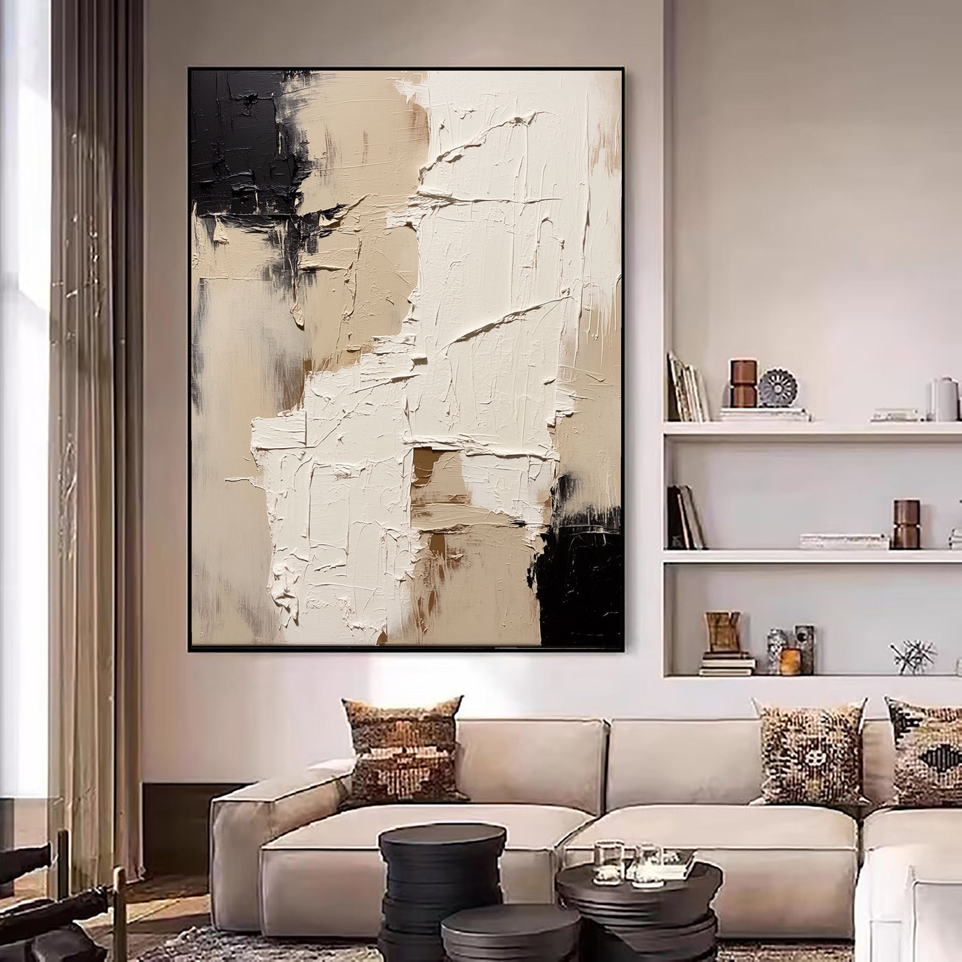 Textured Fragmented Layers | Black Beige