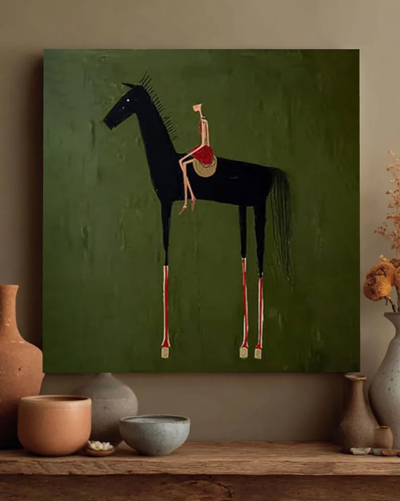 Minimalist Equestrian Grace | Forest Green