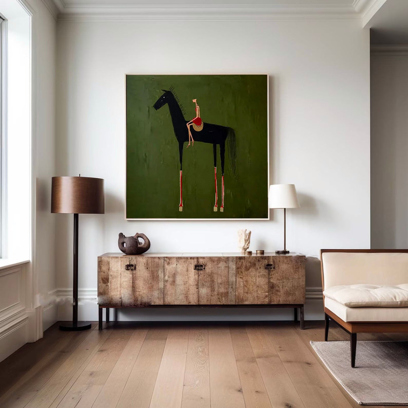Minimalist Equestrian Grace | Forest Green