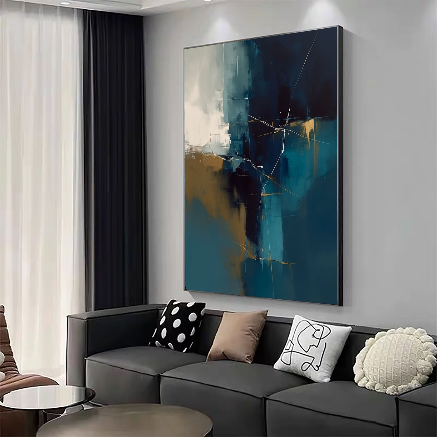 Textured Gilded Lines | Teal Gold