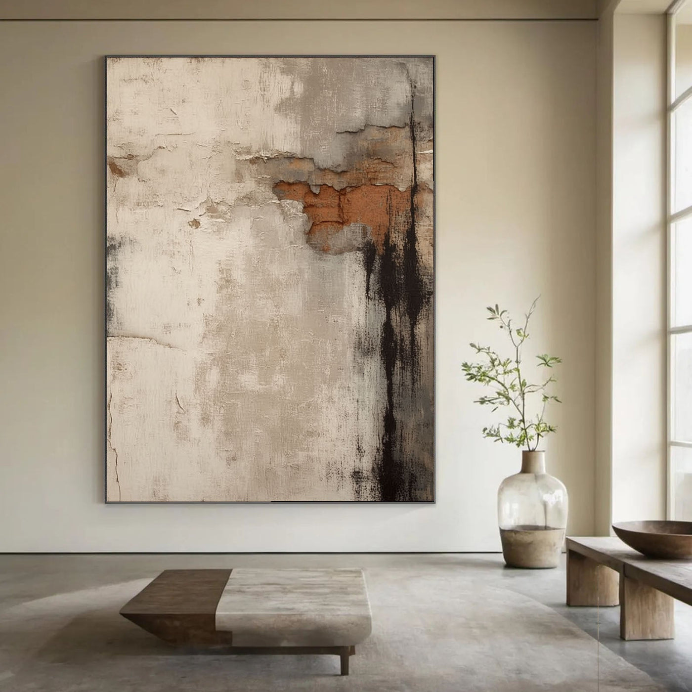 Strukturierte, abgenutzte Lagen | Beige Schwarz