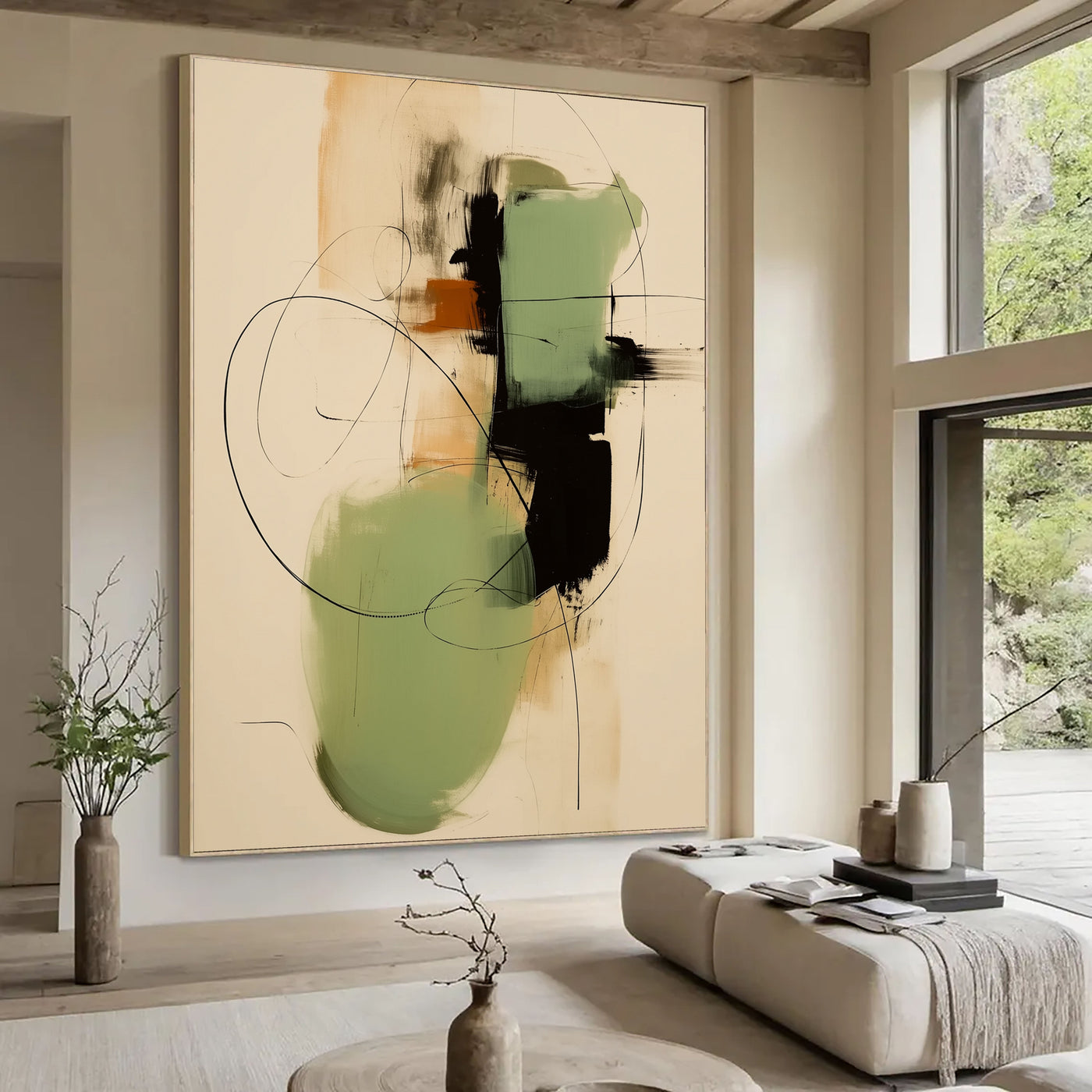 Textured Fluid Shapes | Green Black
