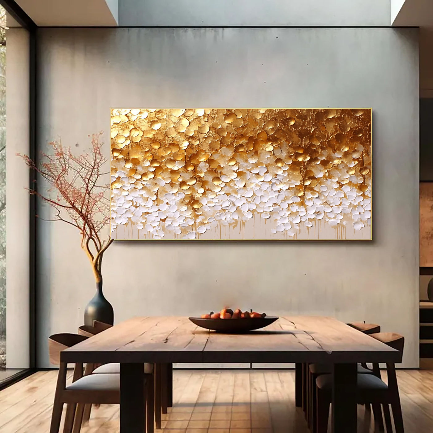Strukturierte vergoldete Blüten | Gold Weiß