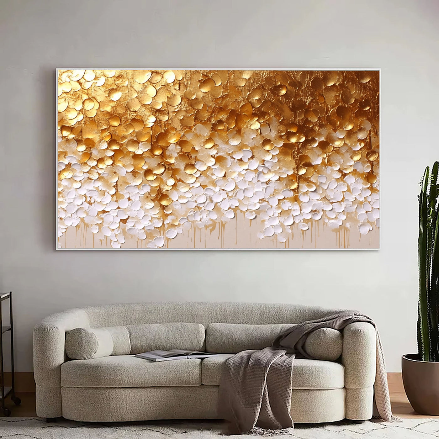 Strukturierte vergoldete Blüten | Gold Weiß