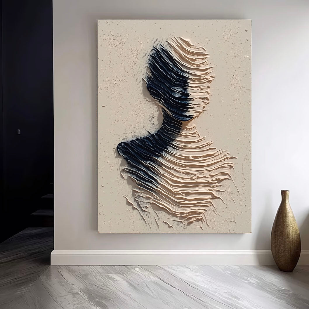 Strukturierte wellenförmige Silhouette | Schwarz Beige