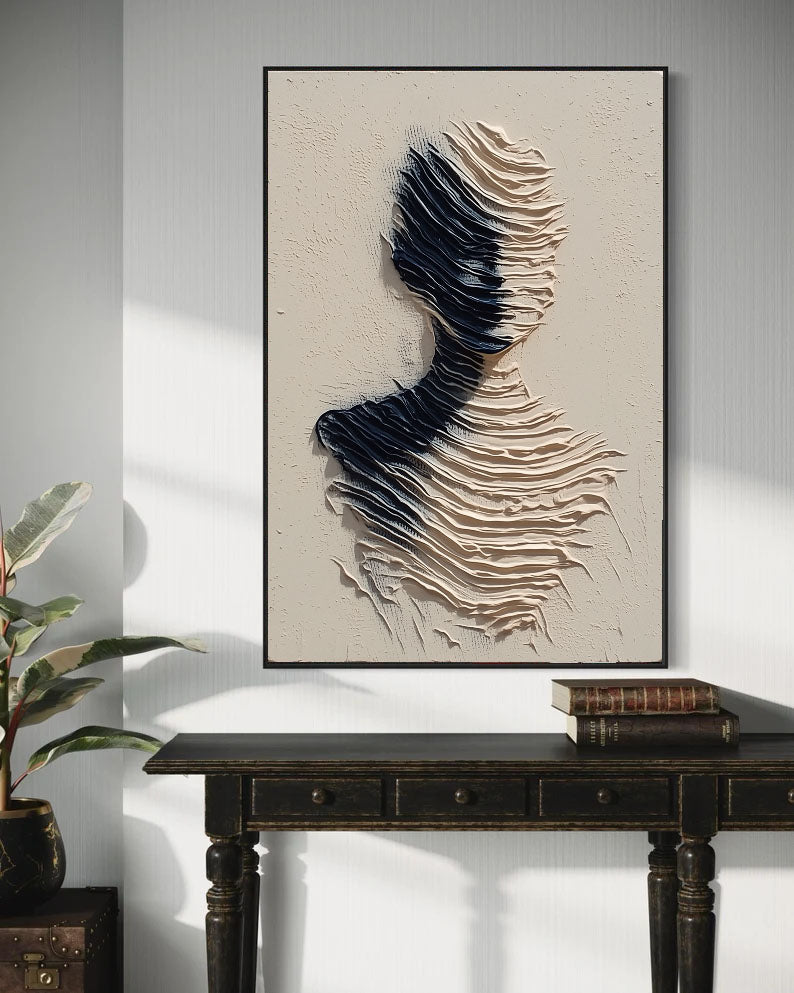 Strukturierte wellenförmige Silhouette | Schwarz Beige