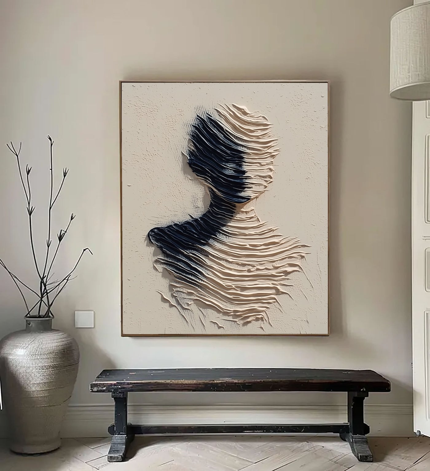 Strukturierte wellenförmige Silhouette | Schwarz Beige