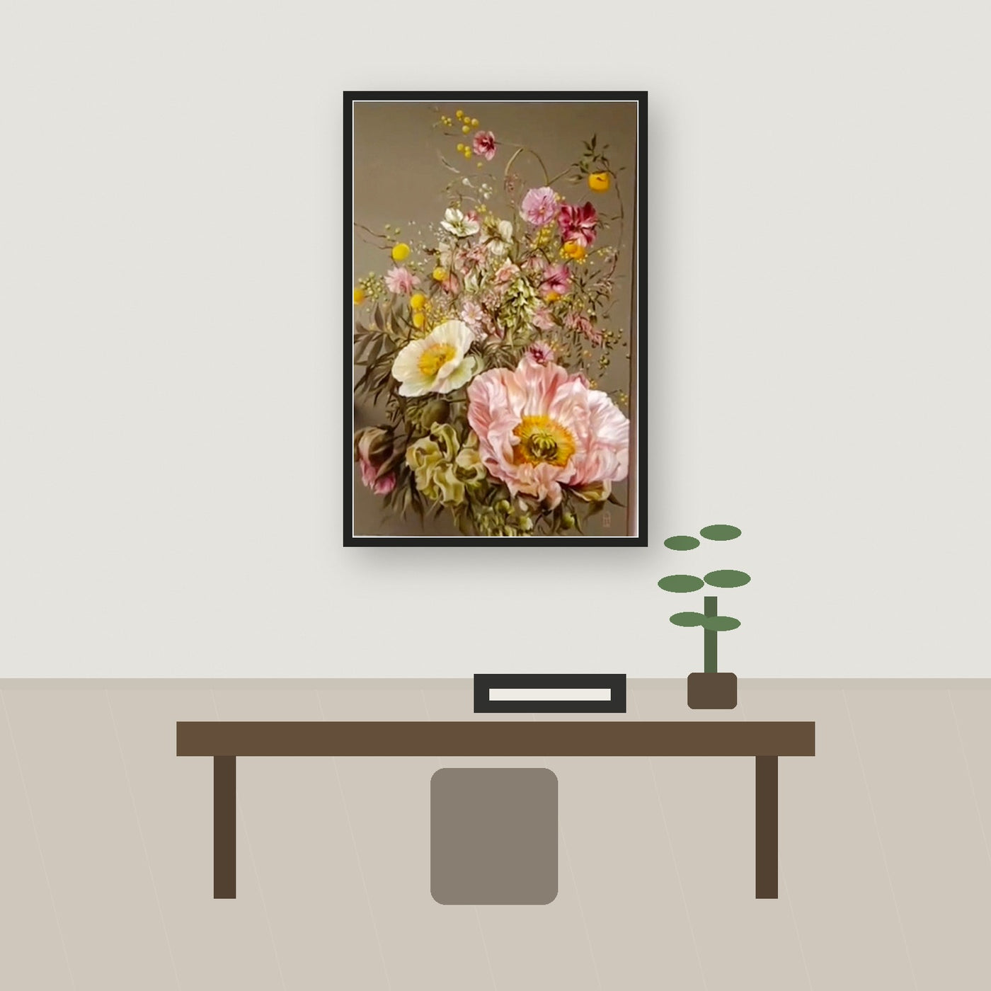 Oil painting of flowers healing