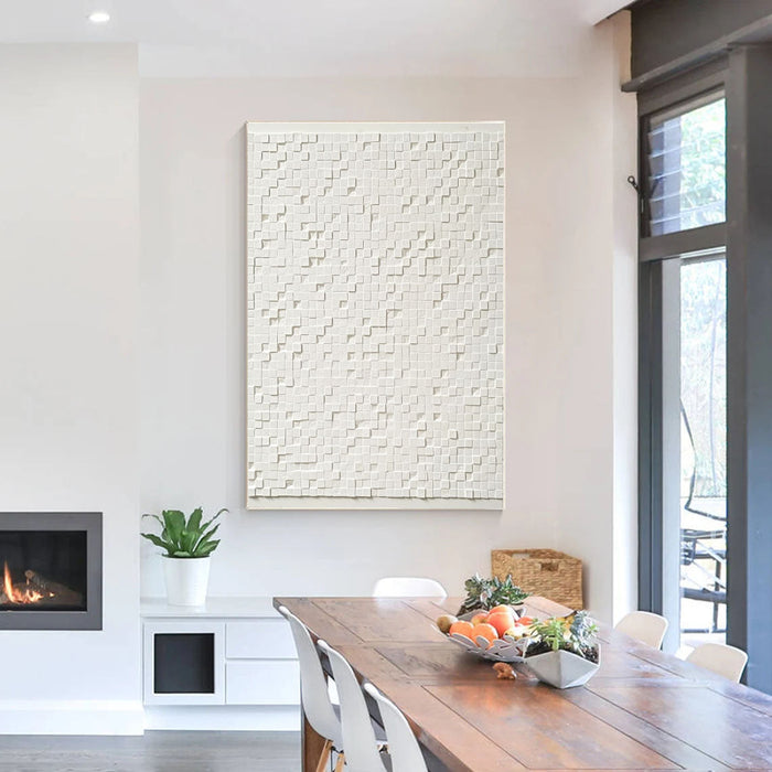 Textured Cubic Serenity | White Relief
