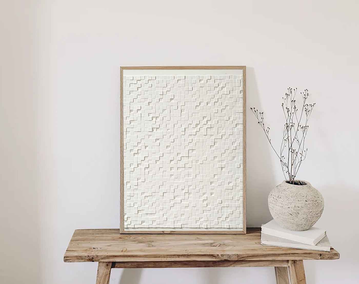 Textured Cubic Serenity | White Relief
