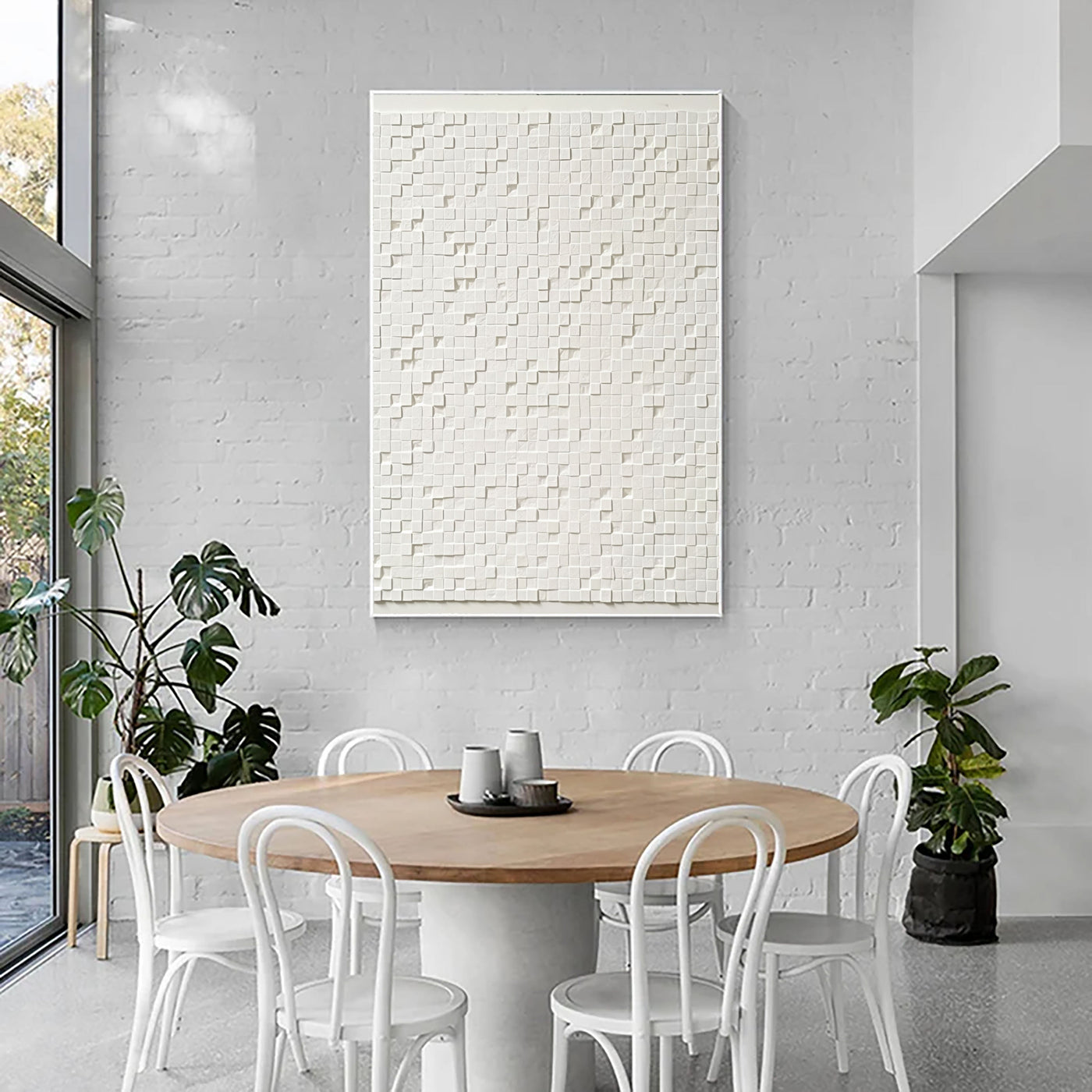 Textured Cubic Serenity | White Relief