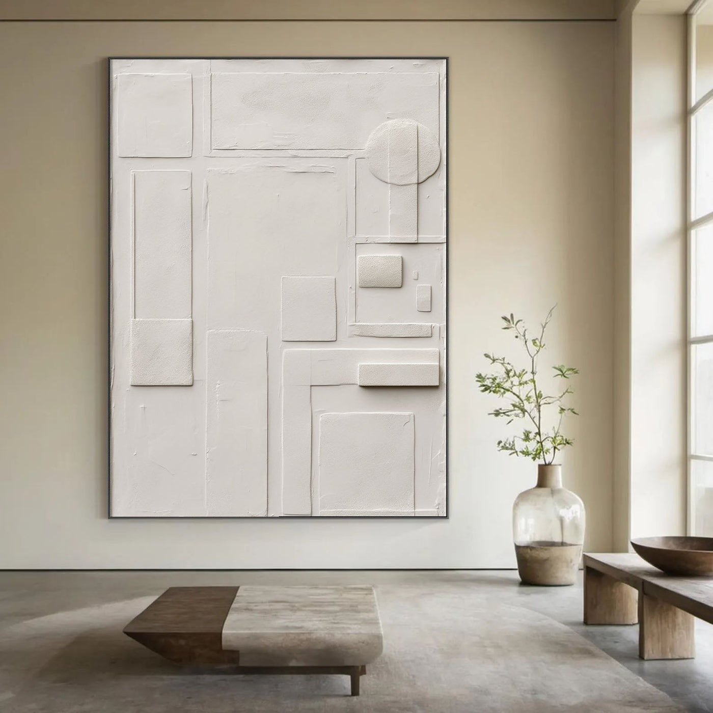 Textured Geometric Calm | Ivory Relief