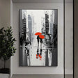 Textured Urban Rain | Red Umbrellas