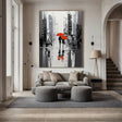 Textured Urban Rain | Red Umbrellas