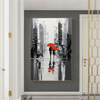 Textured Urban Rain | Red Umbrellas