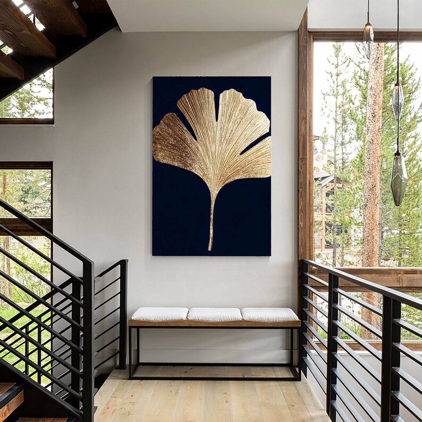 Textured Ginkgo Glow | Gold Leaf