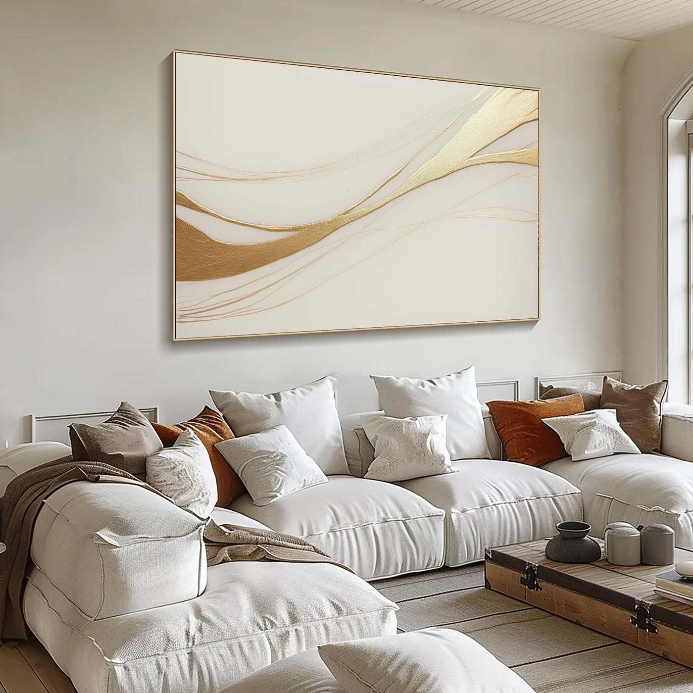 Textured Golden Streams | Ivory Flow