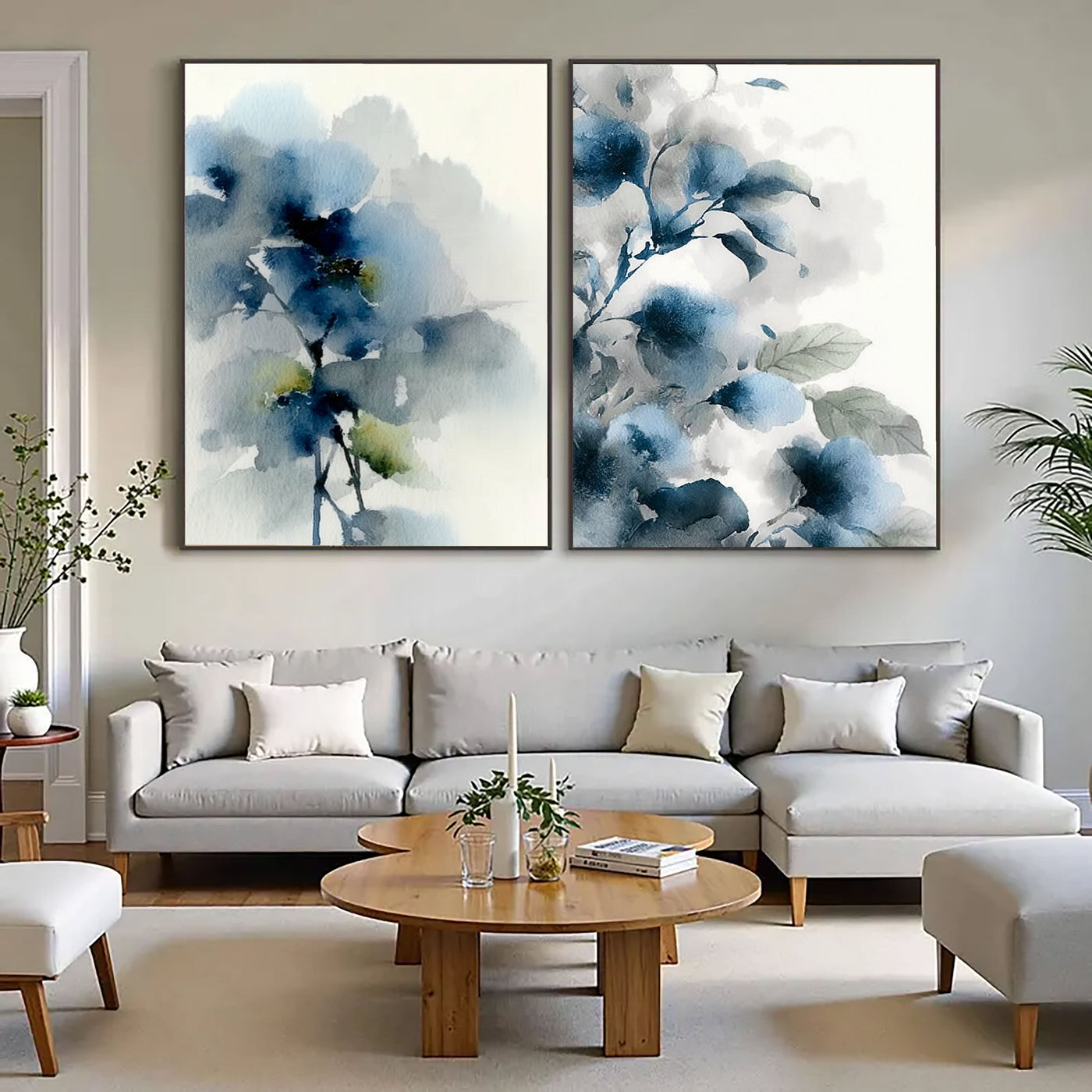 Abstract Watercolor Blooms | Indigo Blue