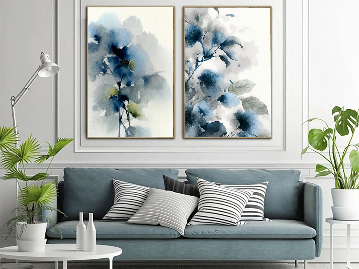 Abstract Watercolor Blooms | Indigo Blue