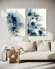 Abstract Watercolor Blooms | Indigo Blue