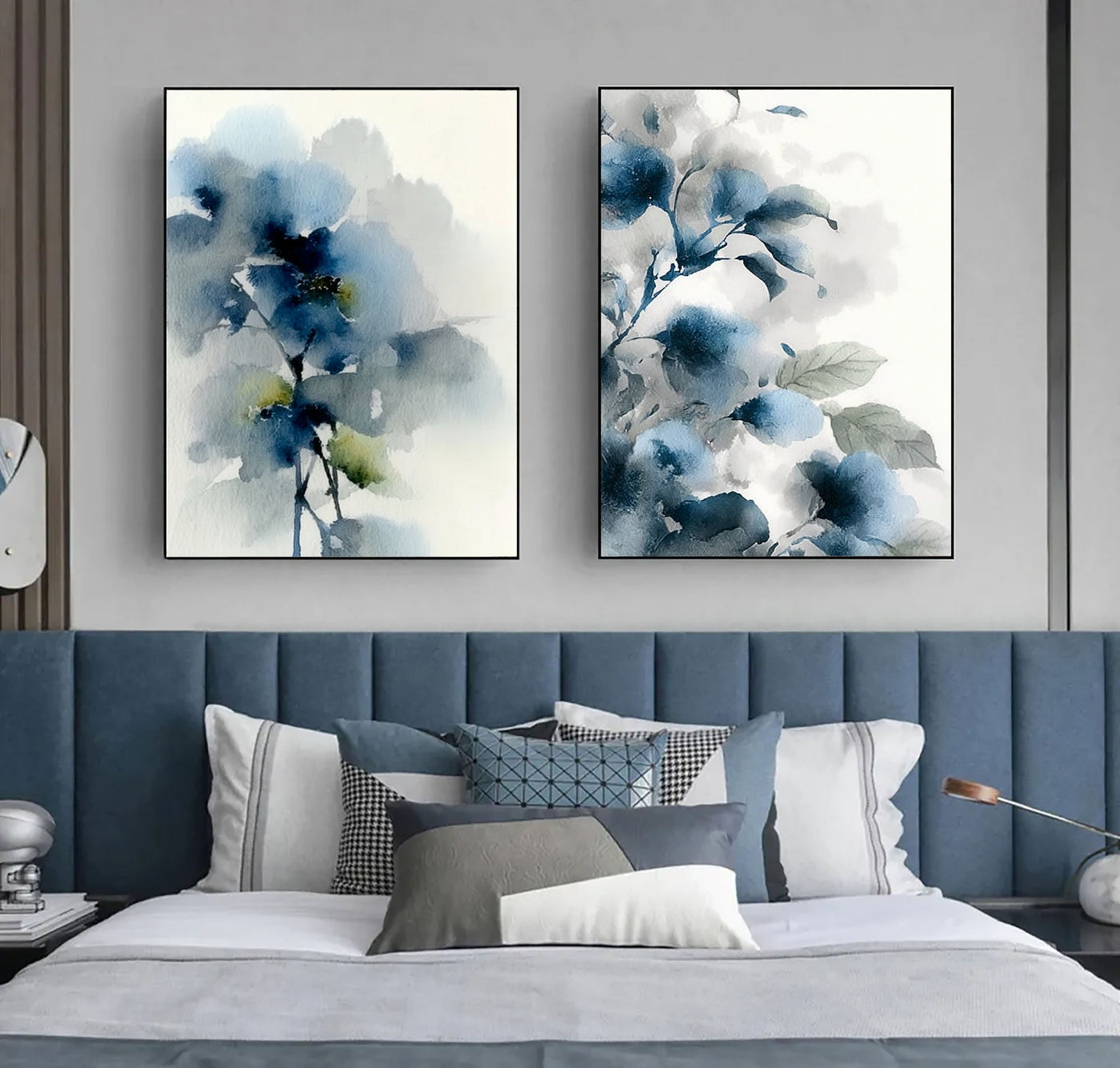 Abstract Watercolor Blooms | Indigo Blue