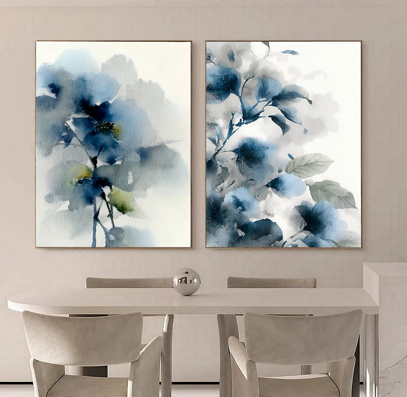 Abstract Watercolor Blooms | Indigo Blue