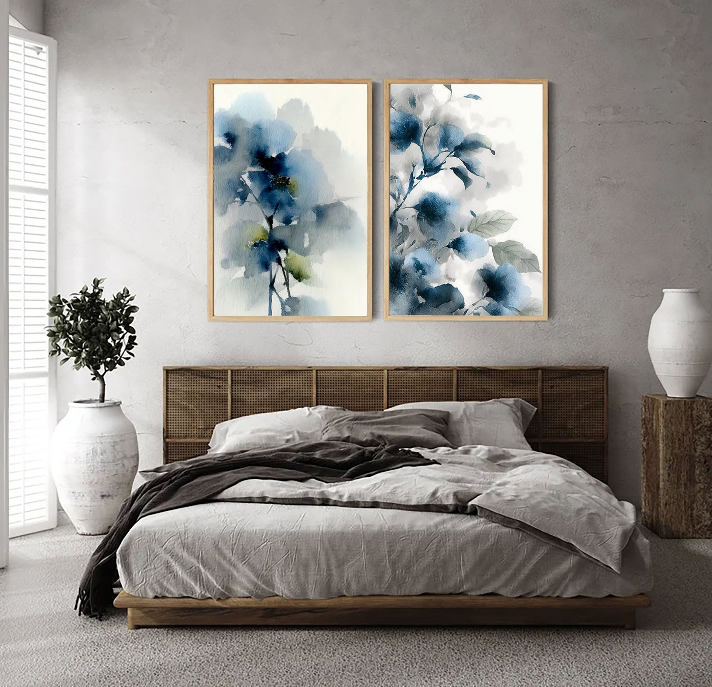Abstract Watercolor Blooms | Indigo Blue