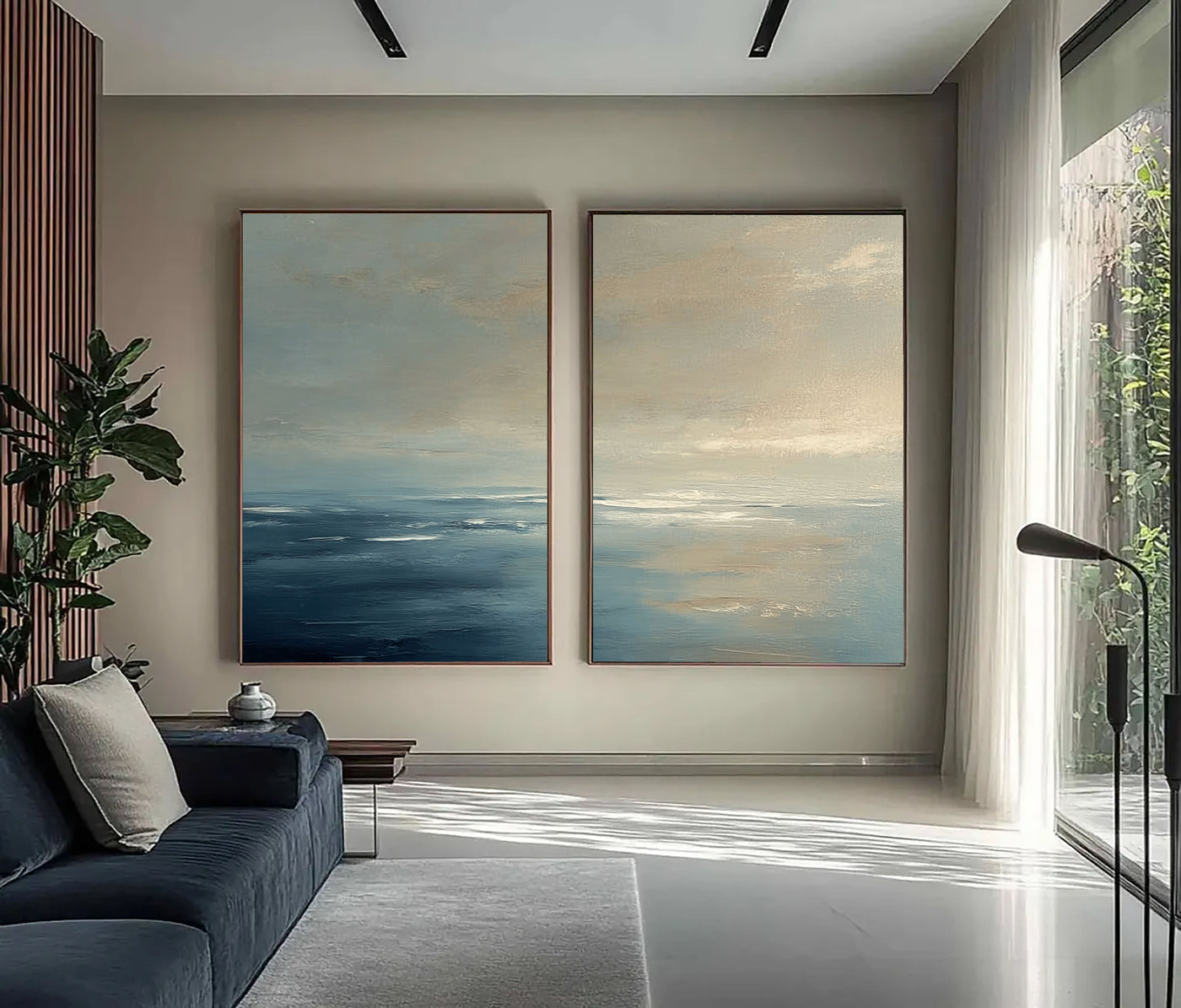 Serene Ocean Horizon | Blue Grey