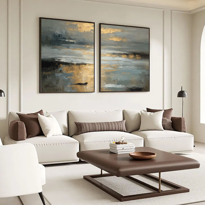 Abstract Golden Horizon | Grey Tones