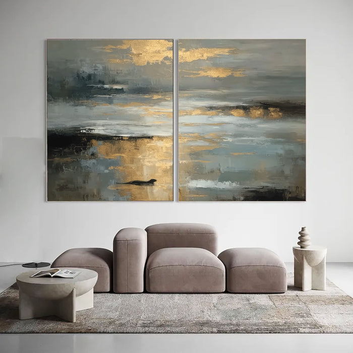 Abstract Golden Horizon | Grey Tones
