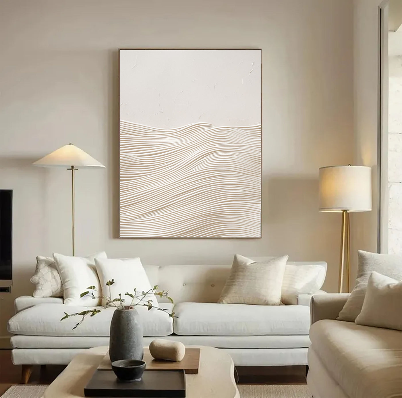 Textured Ripple Serenity | Ivory Waves