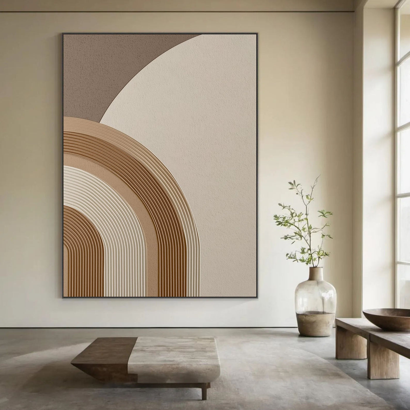 Strukturierte geschwungene Lagen | Taupe-Creme