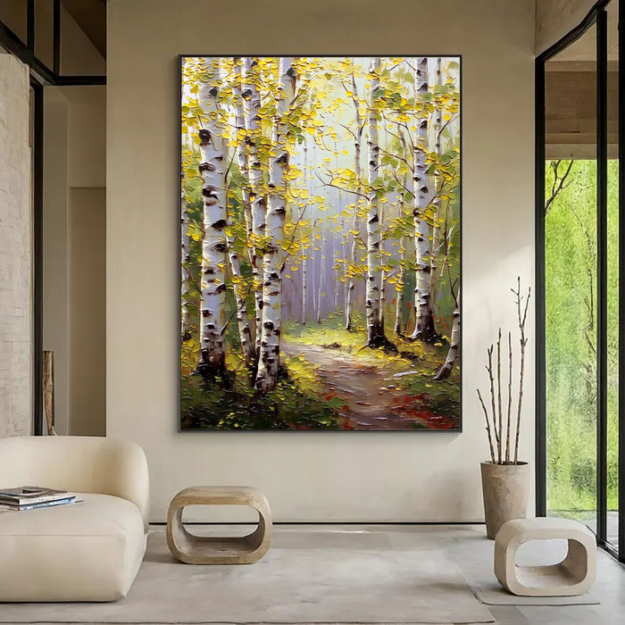 Textured Birch Forest | White Yellow