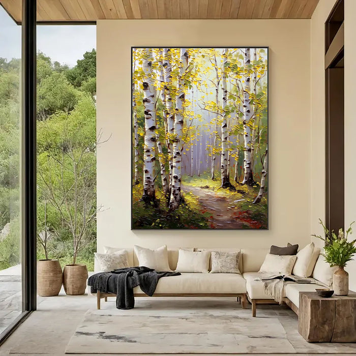 Textured Birch Forest | White Yellow