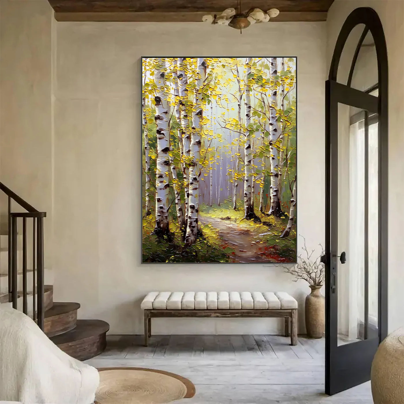Textured Birch Forest | White Yellow