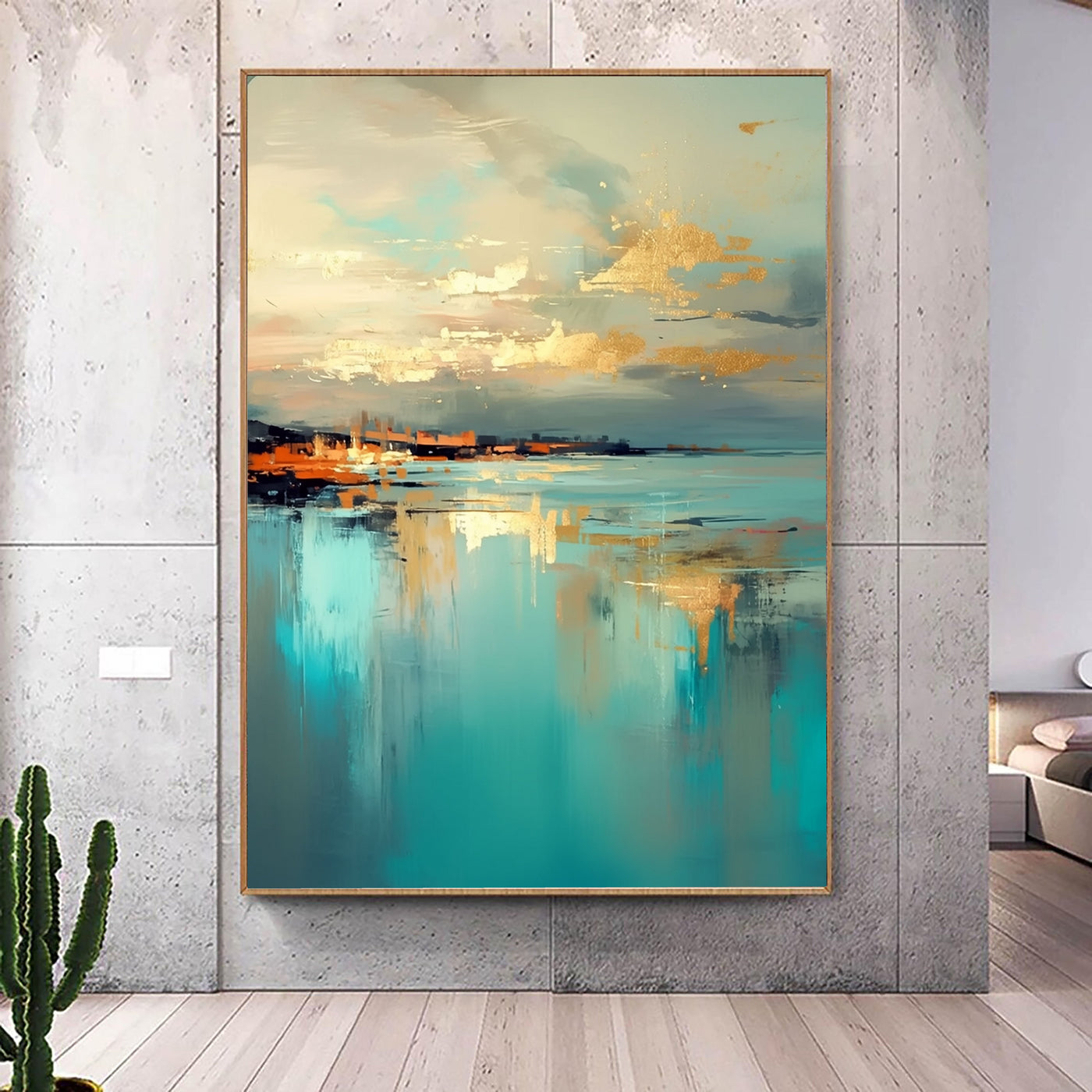 Textured Coastal Reflections | Teal Gold