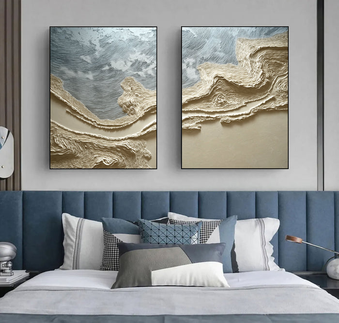 Textured Metallic Currents | Golden Waves