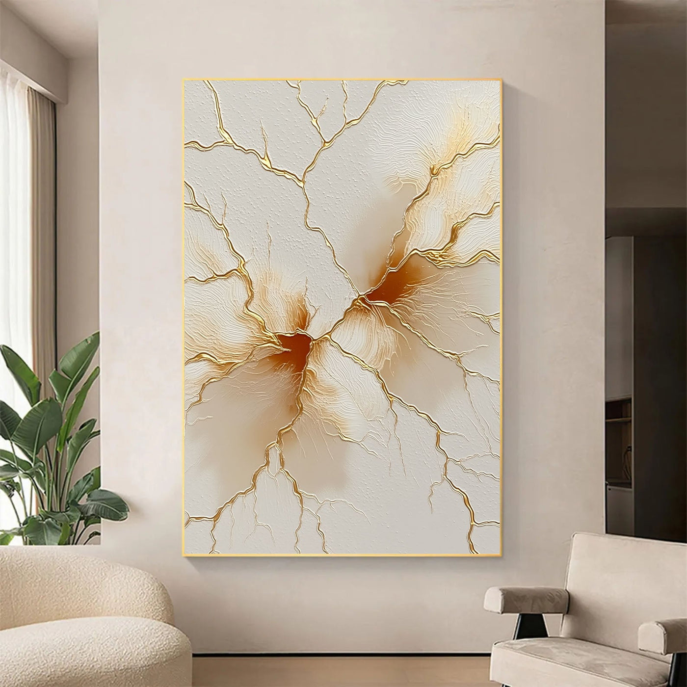 Textured Gilded Fractures | Amber Veins